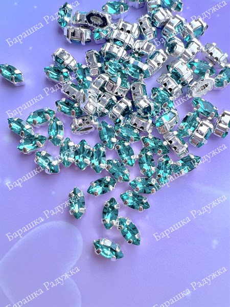 Navette 6*3 мм, Blue Zircon KRI-4228-078 - фото 29291