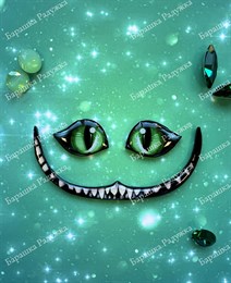 Кабошон улыбка Чеширского Кота и зеленые глазки