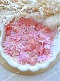 Пайетки 10 мм цветок, Коралловый радужный сатин, 3 гр