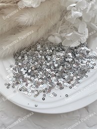 Пайетки 3 мм плоские Серебро металлик (P310), 3 гр PAIL-CH-168