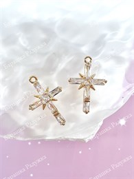 Подвеска "Крест" с фианитами, позолота 14k FR-435