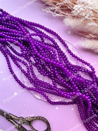 Бусины "Кварц" 4 мм, Фиолетовый, нить (около 100 шт)