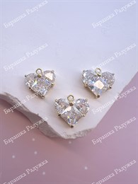 Подвеска "Сердце" с фианитами, позолота 14k FR-190