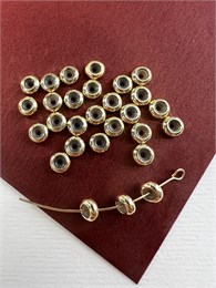 Бусина-стоппер с силиконом плоская, 5 мм позолота 14k FR-671